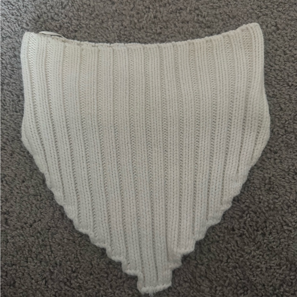 Cream Ribbed Knit Scarf top